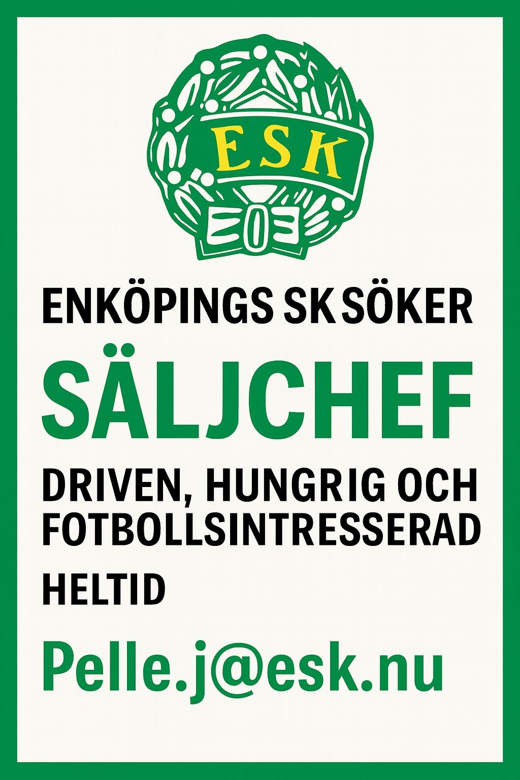 ENKÖPINGS SK SÖKER SÄLJCHEF!